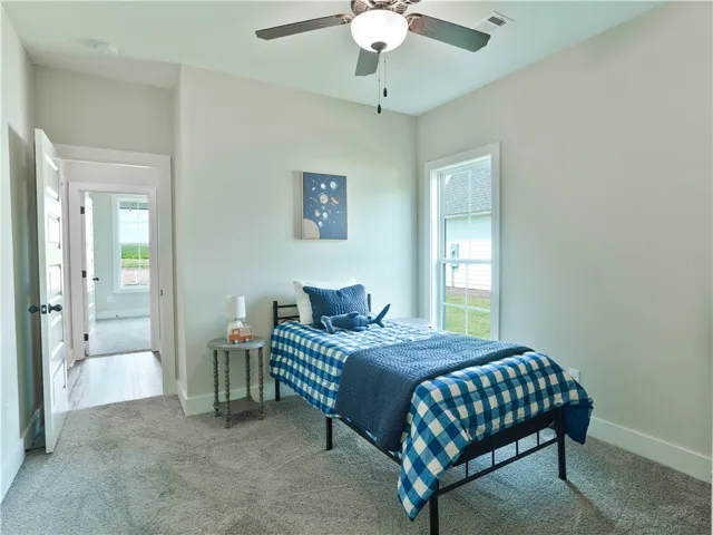 Bedroom 3 - ceiling fan with light kit - example of a completed Torbert Plan