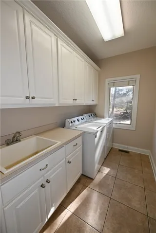 Laundry and storage room with sink.