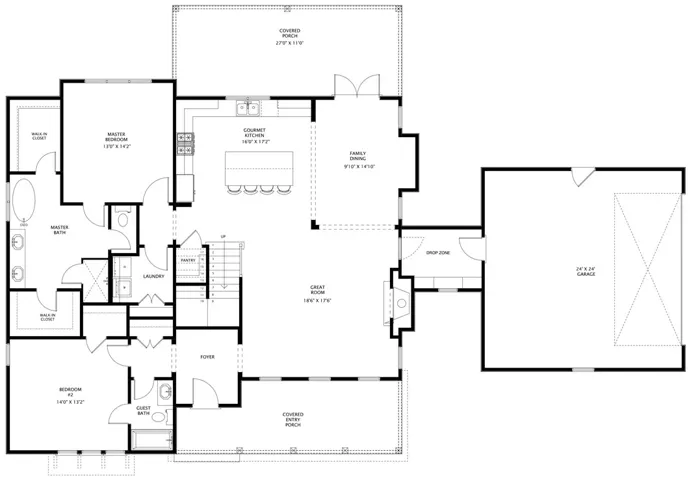 The Riley by Holland Homes LLC. Rendering. All plans, pricing and specifications are subject to change without notice.