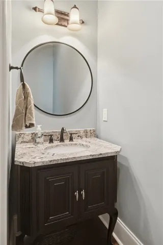 Powder bath off of the living room