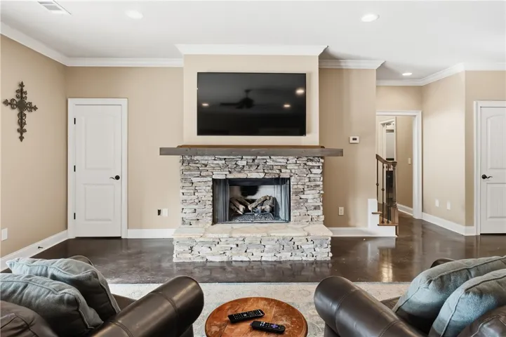Downstairs gas fireplace