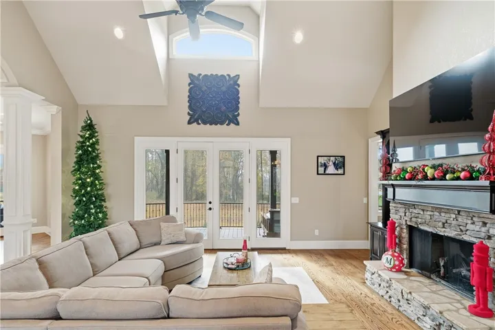 Living Room with access to the large deck overlooking the pool