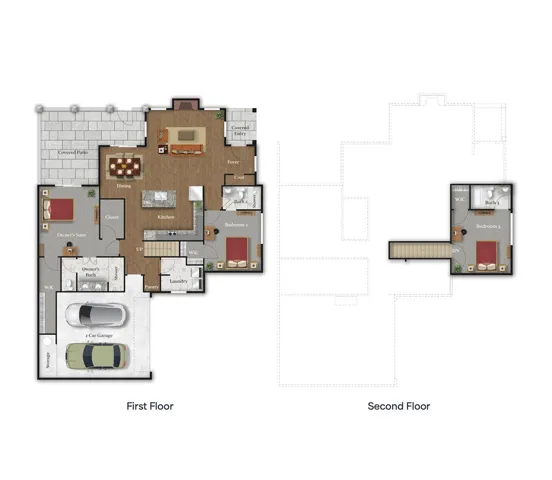 Explore the functional layout of this two-story residence, designed for comfortable living.