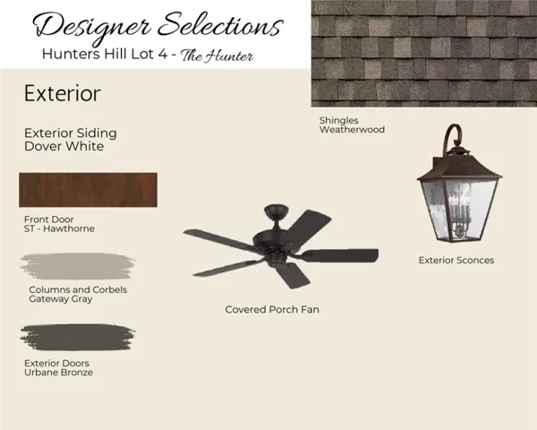 Exterior selections for the Hunter A plan in Hunters Hill.