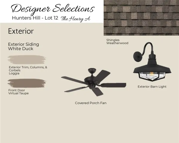 Exterior design boards for The Henry A by Holland Homes LLC.