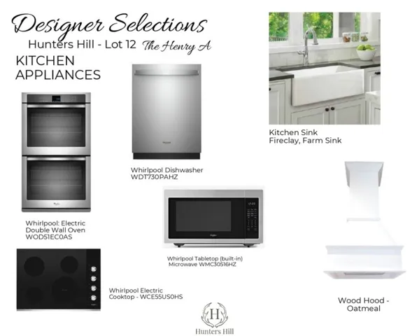 Appliance package for the Henry A on lot 12 in Hunters Hill!