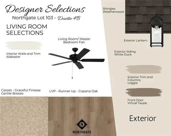 Lot 103 - Duette 4B - Designer Selections -- All plans, pricing and specifications are subject to change without notice.