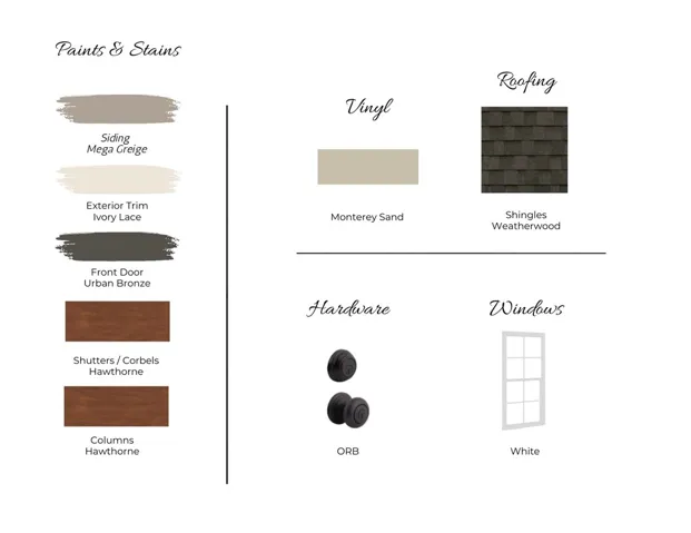 Lot 39 Exterior Selection Board