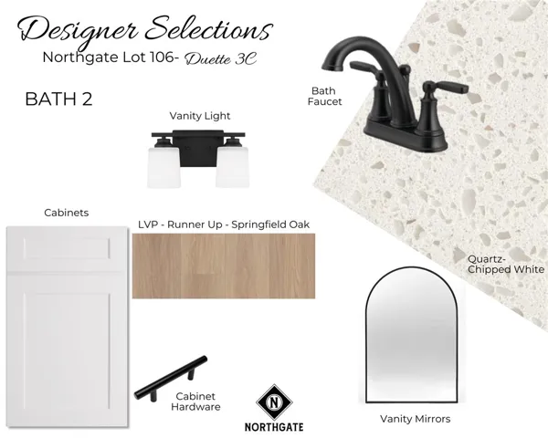 Northgate Lot 106 Designer Selections for Guest Bathroom - All plans, pricing and specifications are subject to change without notice.