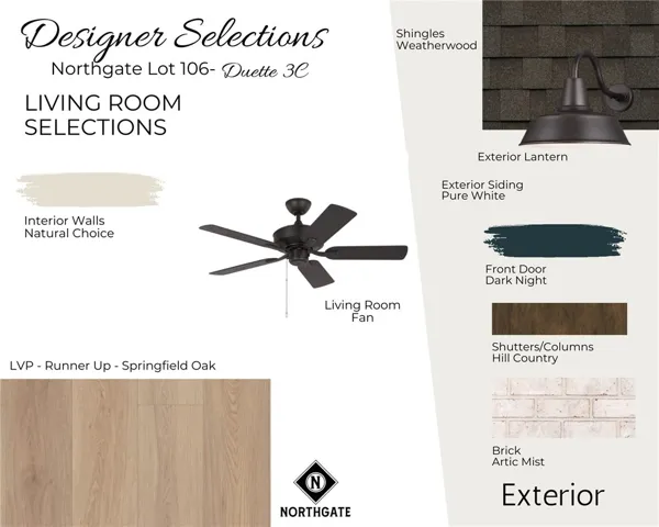 Northgate Lot 106 Designer Selections for Living Room - All plans, pricing and specifications are subject to change without notice.