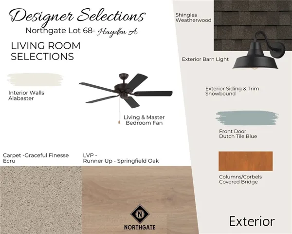 Northgate Lot 68 - Designer Selections -All plans, pricing and specifications are subject to change without notice.