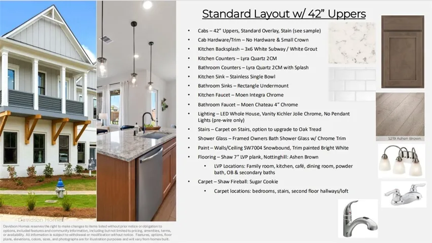 Davidson Homes reserves the right to make changes to items listed without prior notice.