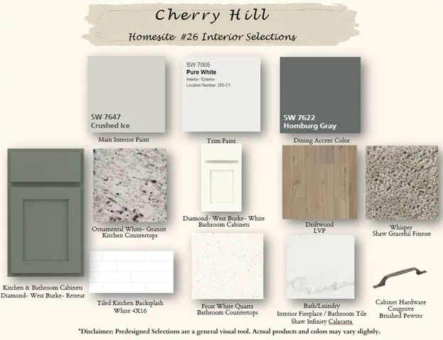 Carefully curated design boards showcase premium finishes selected for the interior living spaces.