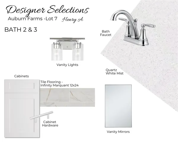 Auburn Farms Lot 7 -Bathroom Selections - All plans, pricing and specifications are subject to change without notice.