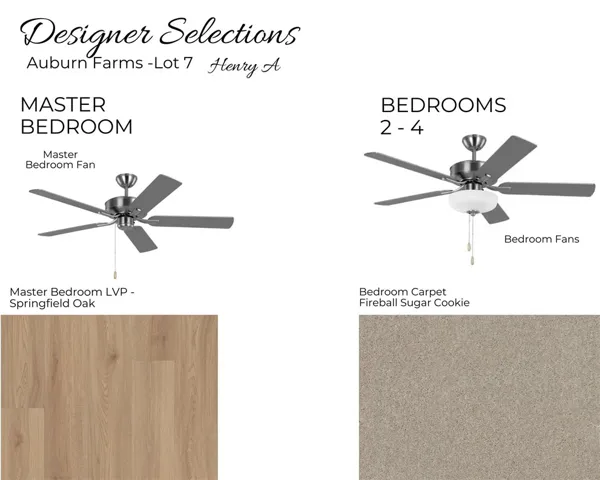 Auburn Farms Lot 7 -Primary & Bedroom Selections - All plans, pricing and specifications are subject to change without notice.