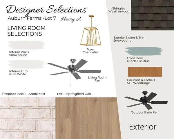 Auburn Farms Lot 7 - Exterior/Living Room - All plans, pricing and specifications are subject to change without notice.Selections -