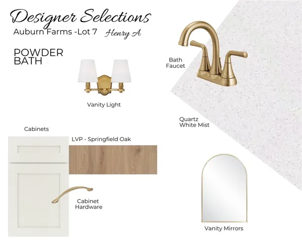 Auburn Farms Lot 7 - Powder Bath Selections - All plans, pricing and specifications are subject to change without notice.