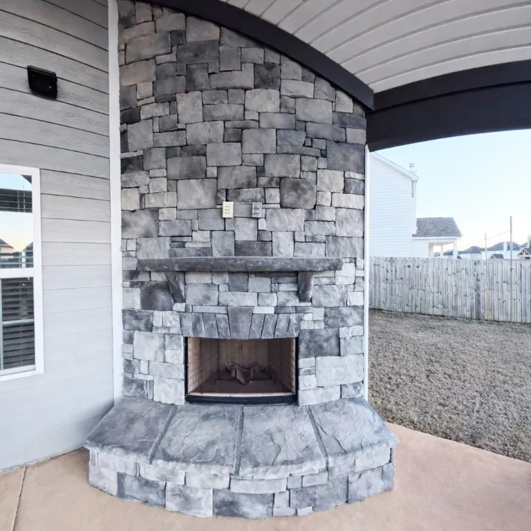 Exterior wood buring fireplace