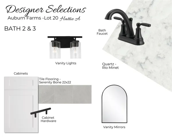 Auburn Farms Lot 12 - Bathroom Selections - All plans, pricing, and specifications are subject to change without notice.