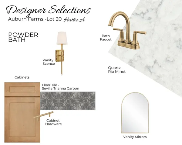 Auburn Farms Lot 12 - Powder Room Selections - All plans, pricing, and specifications are subject to change without notice.