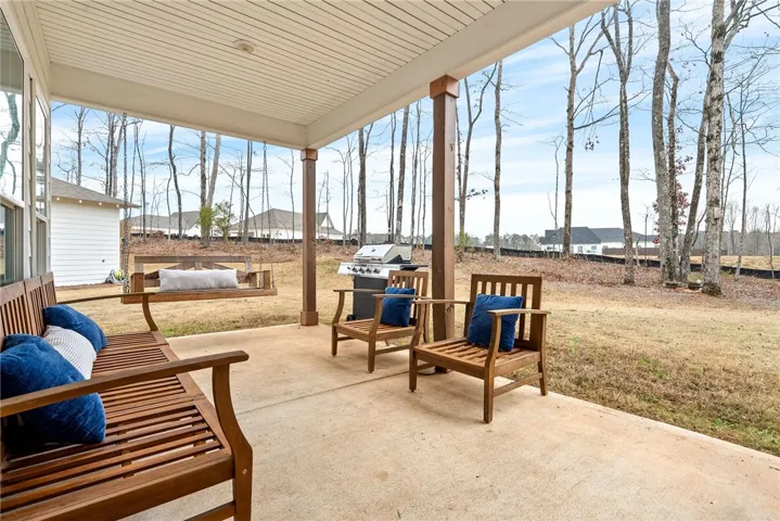Covered back porch with swing