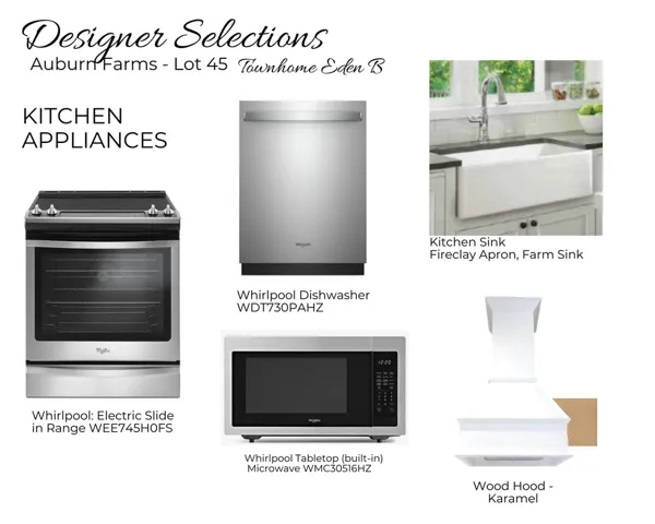 Auburn Farms Townhome Lot 45 - Kitchen Selections - All plans, pricing and specifications are subject to change without notice.
