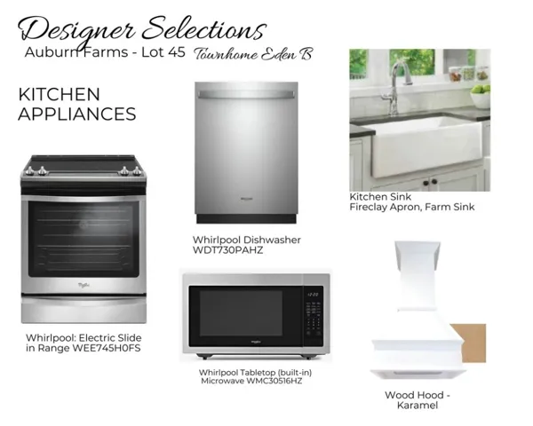 Auburn Farms Townhome Lot 45 - Kitchen Selections - All plans, pricing and specifications are subject to change without notice.