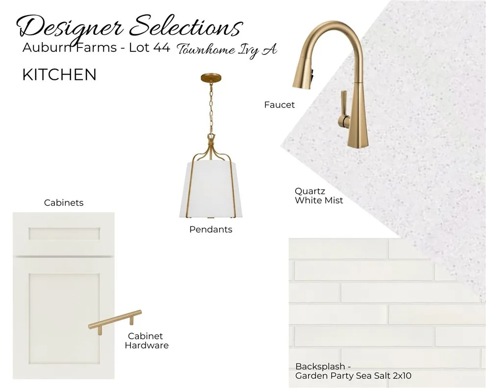Auburn Farms Townhome Lot 44 - The Ivy A - Kitchen Selections - All plans, pricing and specifications are subject to change without notice.