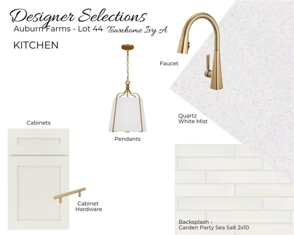 Auburn Farms Townhome Lot 44 - The Ivy A - Kitchen Selections - All plans, pricing and specifications are subject to change without notice.