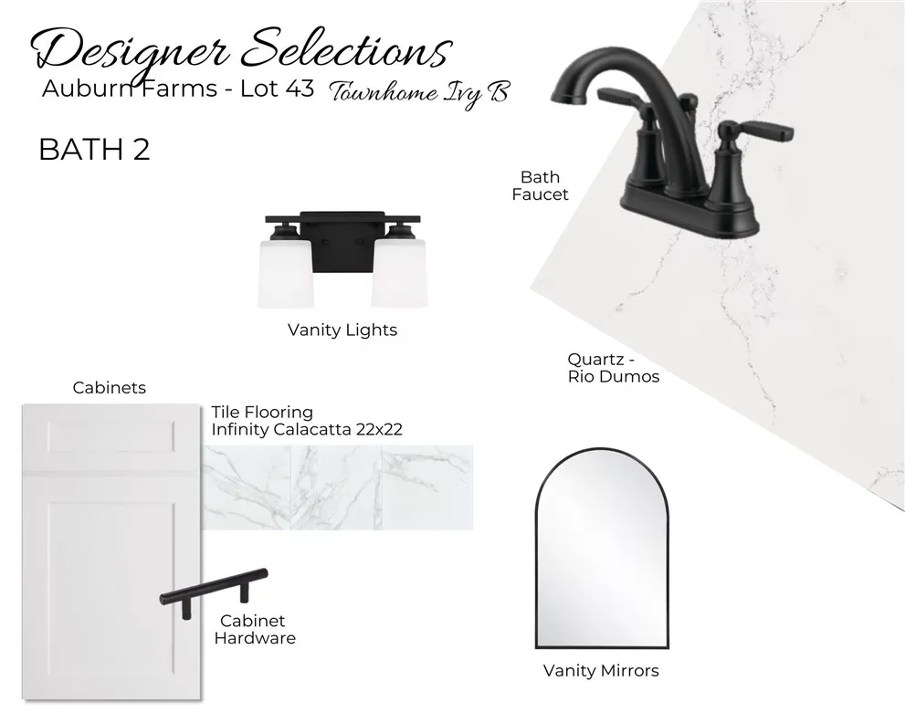 Auburn Farms Townhome Lot 43 - Bathroom Selections - All plans, pricing and specifications are subject to change without notice.