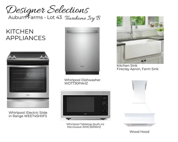 Auburn Farms Townhome Lot 43 - Kitchen Selections - All plans, pricing and specifications are subject to change without notice.