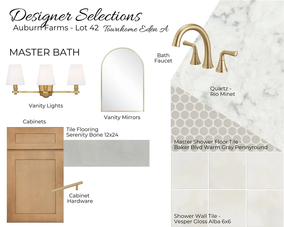 Auburn Farms Lot 42 - Primary Bath Selections - All plans, pricing and specifications are subject to change without notice.