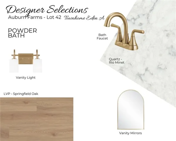 Auburn Farms Lot 42 - Powder Bath Selections - All plans, pricing and specifications are subject to change without notice.