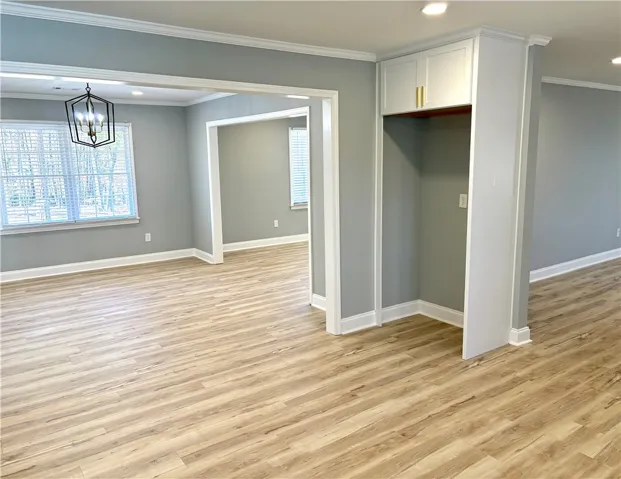 view of formal dining room from kitchen