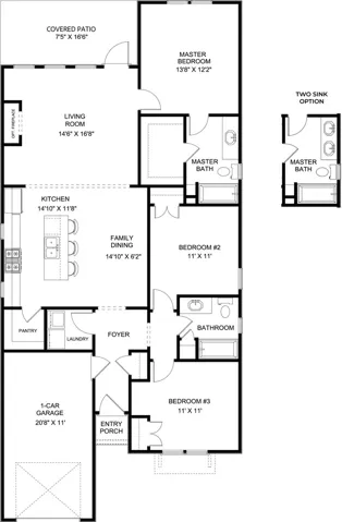 Toby A Floorplan - Lot 66 features this floorplan with the garage on right. All plans, pricing, & specifications are subject to change without notice.