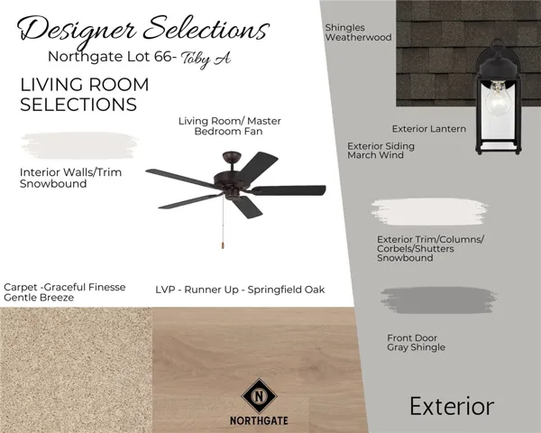 Northgate Lot 66 Designer Selections - All plans, pricing, & specifications are subject to change without notice.