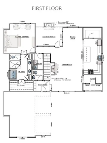 The Henry A - First Floor 
- All plans, pricing and specifications are subject to change without notice.