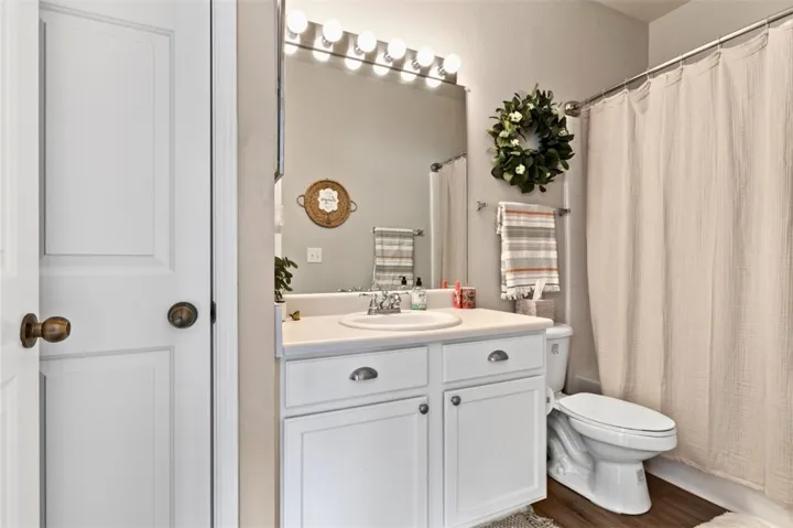 Hall bathroom has a linen closet