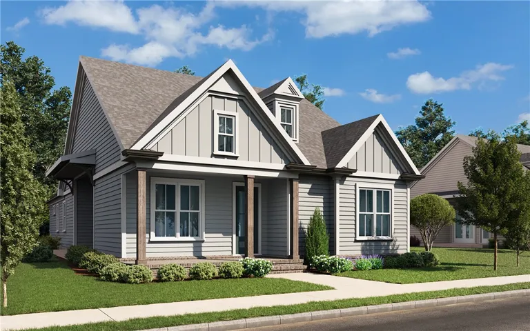 This charming residence features a well-manicured lawn and a welcoming porch, perfect for enjoying peaceful afternoons.