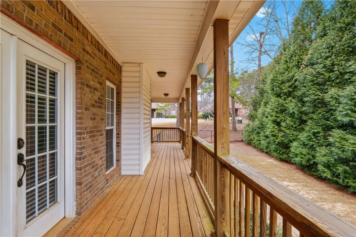 The back porch spans the width of the house offering space for covered outdoor living.
