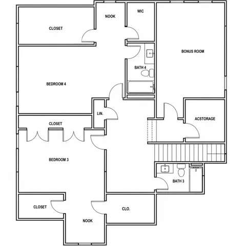Explore the functional layout of this residence, featuring bedrooms, bathrooms, and versatile bonus space.