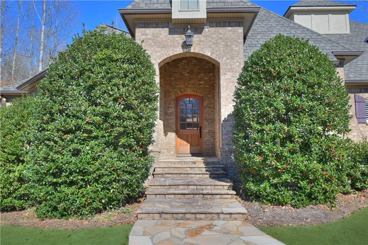 Beautiful archway and landscaping.