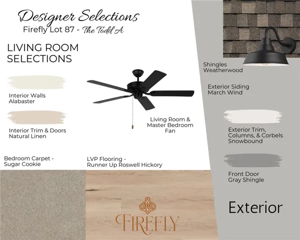 Lot 87 Firefly Interior Design Board (Selections)
