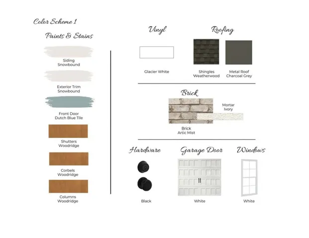 Auburn Farms Lot 55 Exterior Color Scheme 1 - All plans, pricing, and specifications are subject to change without notice.