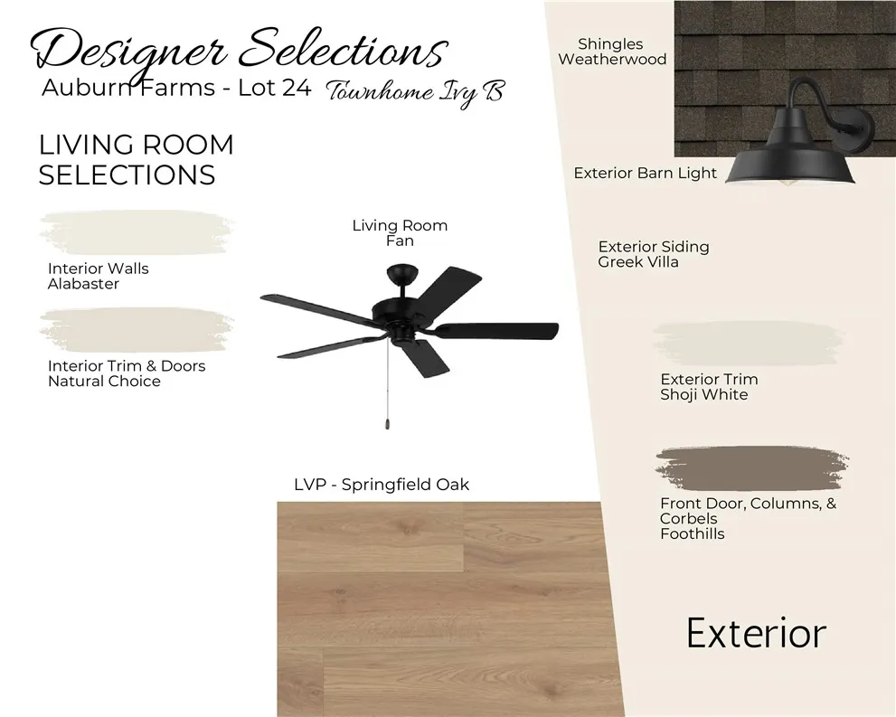 Auburn Farms Townhome Unit 24 - Living Room Selections