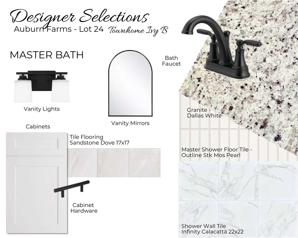 Auburn Farms Townhome Unit 24 - Primary Bathroom Selections
