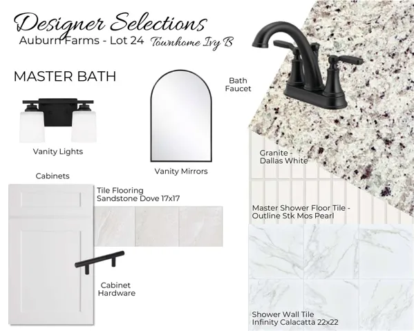 Auburn Farms Townhome Unit 24 - Primary Bathroom Selections