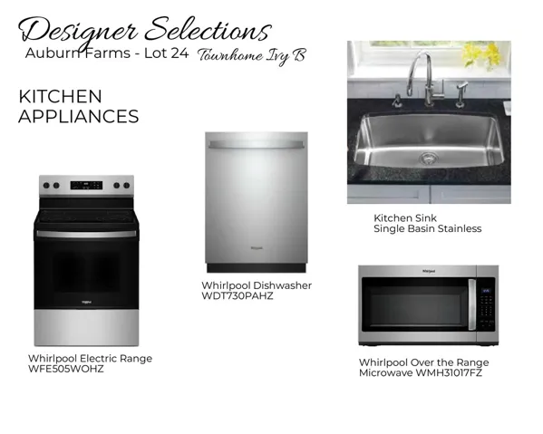 Auburn Farms Townhome Unit 24 - Kitchen Appliance Selections