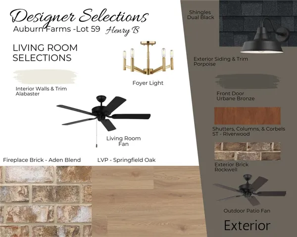 Auburn Farms Lot 59 - Designer Selections - Exterior/Living Room - All plans, pricing and specifications are subject to change without notice.
