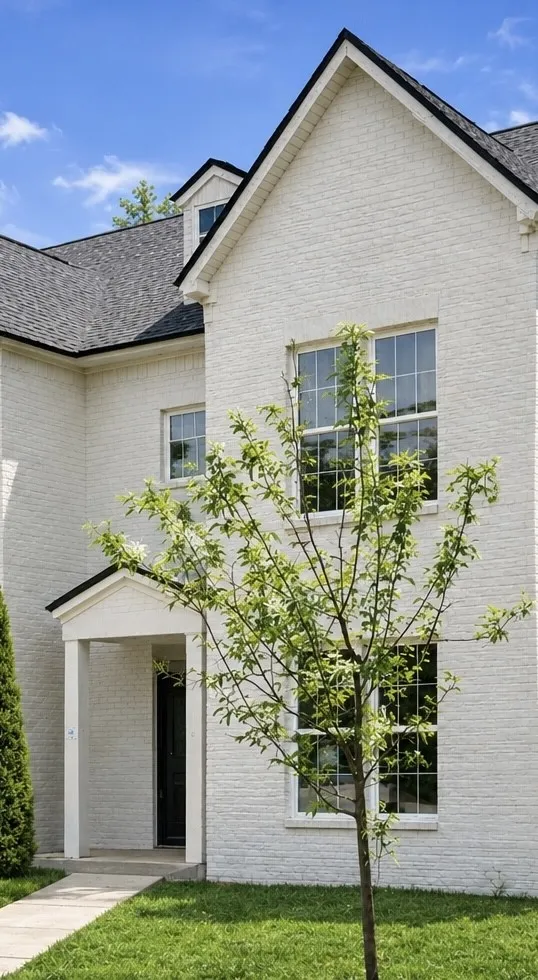 Striking brickwork and tall gables define the impressive exterior design